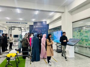 University of Rawalpindi students observing Artificial Intelligence research activities at NSTP, NUST