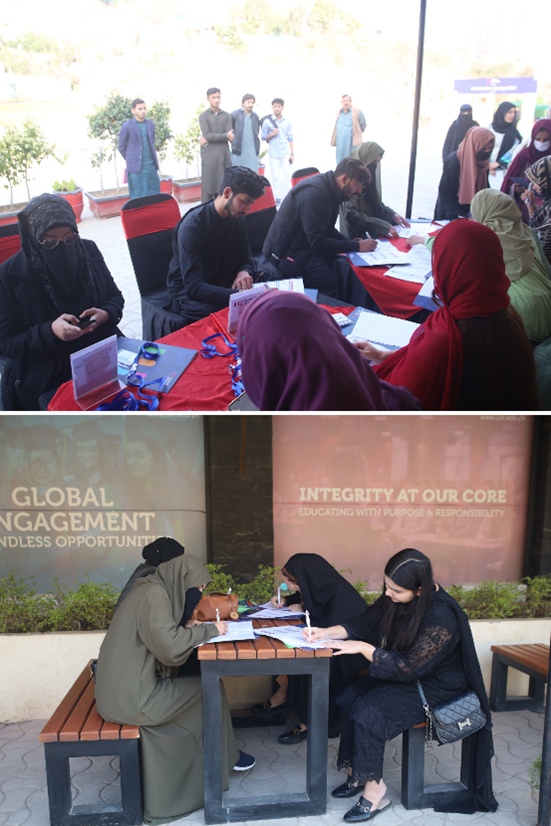 Students completing registration and document clearance at  University of Rawalpindi.